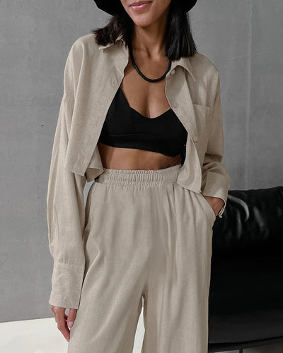 Conjunto Dos Piezas Pantalón y Camisa Suelta Casual - Image 11