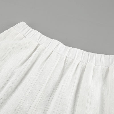 Conjunto de Blusa y Short Jacquard a Rayas Blancas para Mujer - Image 14