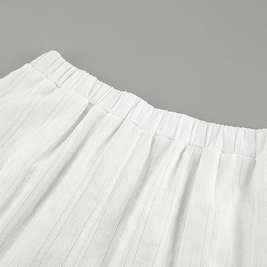 Conjunto de Blusa y Short Jacquard a Rayas Blancas para Mujer - Image 14
