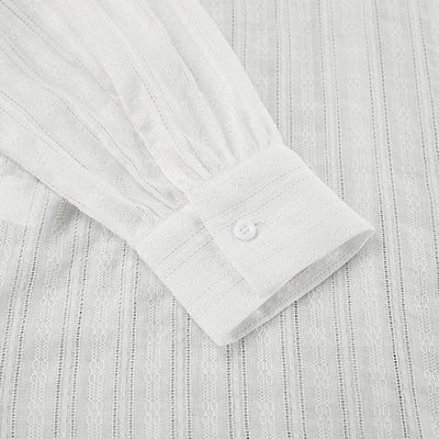Conjunto de Blusa y Short Jacquard a Rayas Blancas para Mujer - Image 15