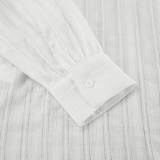 Conjunto de Blusa y Short Jacquard a Rayas Blancas para Mujer - Image 15
