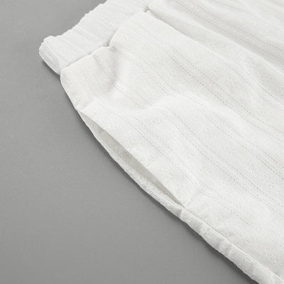 Conjunto de Blusa y Short Jacquard a Rayas Blancas para Mujer - Image 17