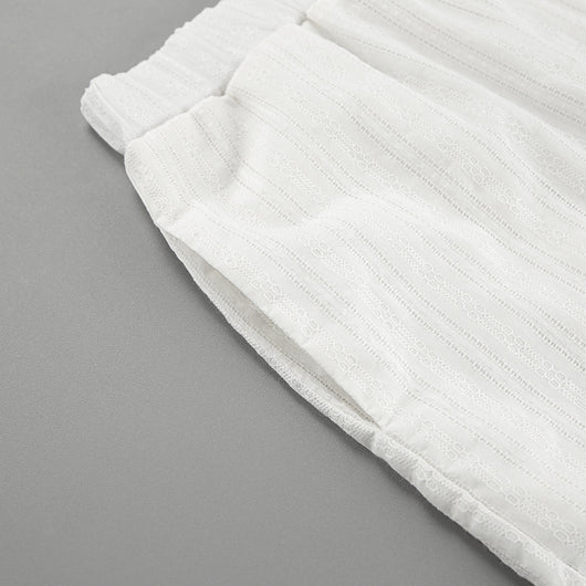 Conjunto de Blusa y Short Jacquard a Rayas Blancas para Mujer - Image 17