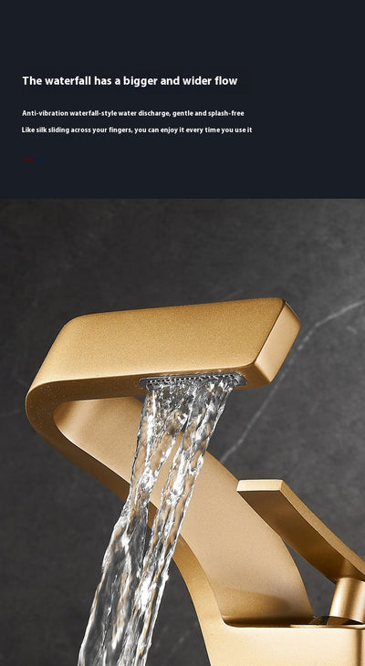 Grifo de Lujo Dorado con Cascada para Lavamanos - Agua Fría y Caliente - Image 35