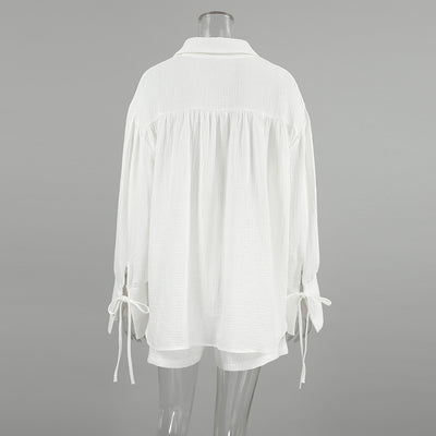 Conjunto de Dos Piezas: Blusa y Shorts de Algodón con Textura Arrugada - Image 7