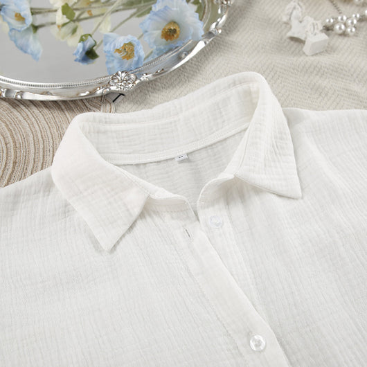 Conjunto de Dos Piezas: Blusa y Shorts de Algodón con Textura Arrugada - Image 14