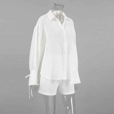 Conjunto de Dos Piezas: Blusa y Shorts de Algodón con Textura Arrugada - Image 16