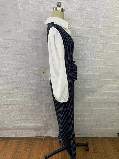 Jumpsuit de Cintura Alta con Contraste de Colores y Rayas - Image 11