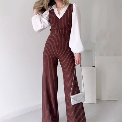 Jumpsuit de Cintura Alta con Contraste de Colores y Rayas - Image 14