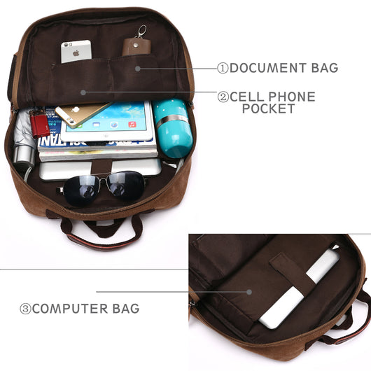 Mochila Universitaria Canvas 15 Pulgadas - Bolsa Laptop Resistente para Estudiantes - Image 18