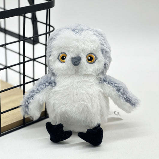 Interactive plush bird cat toy with brown and white fur, flapping wings, and a small tabby kitten observing. - Image 16