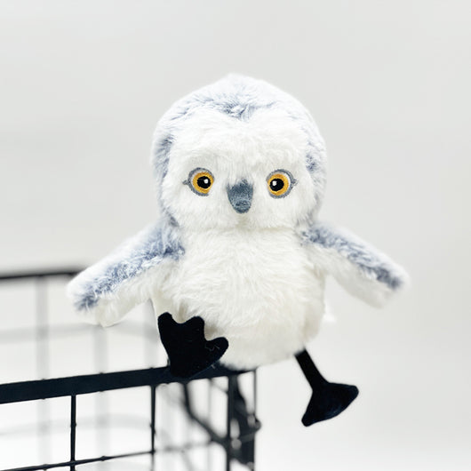 Interactive plush bird cat toy with brown and white fur, flapping wings, and a small tabby kitten observing. - Image 18