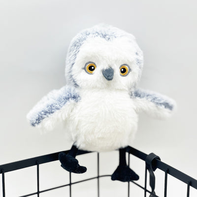 Interactive plush bird cat toy with brown and white fur, flapping wings, and a small tabby kitten observing. - Image 19