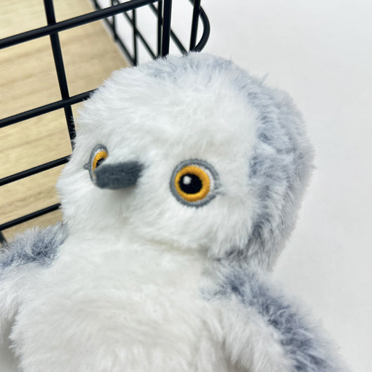 Interactive plush bird cat toy with brown and white fur, flapping wings, and a small tabby kitten observing. - Image 20