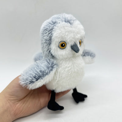Interactive plush bird cat toy with brown and white fur, flapping wings, and a small tabby kitten observing. - Image 22