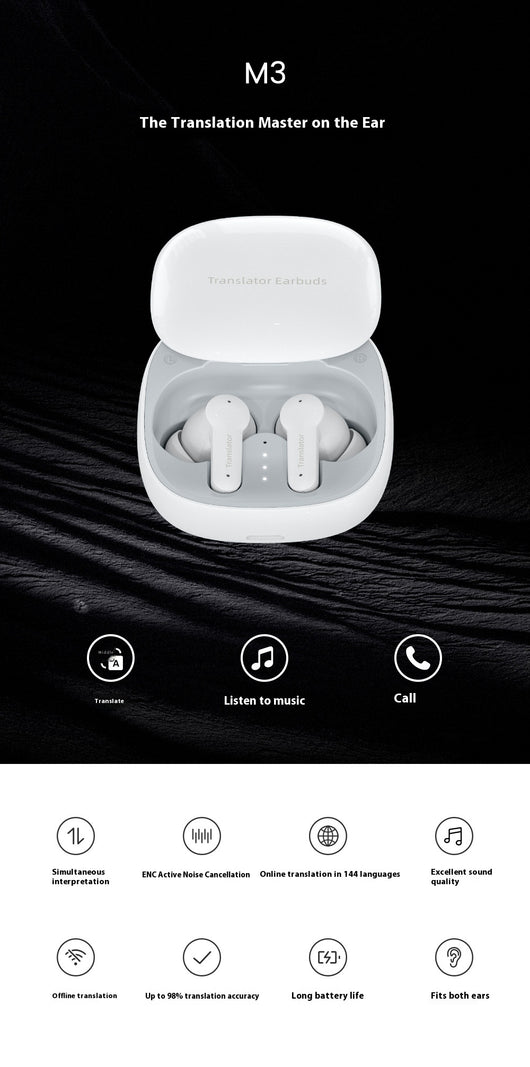 Auriculares Traductores Inteligentes M3 Bluetooth - 144 Idiomas - Image 15