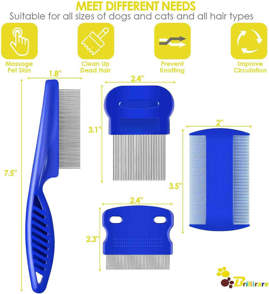 Set de 4 Peines Desparasitantes de Acero Inoxidable para Mascotas - Image 27