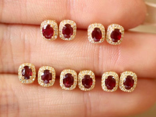 Aretes de Oro Puro con Rubí Natural y Diamantes Rojo Sangre de Paloma - Image 23