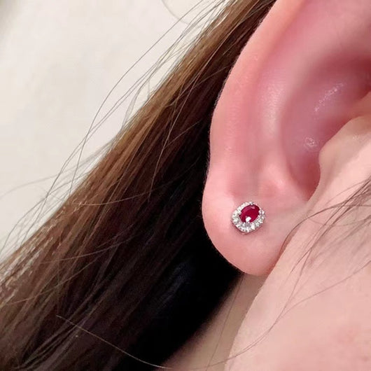 Aretes de Oro Puro con Rubí Natural y Diamantes Rojo Sangre de Paloma - Image 25