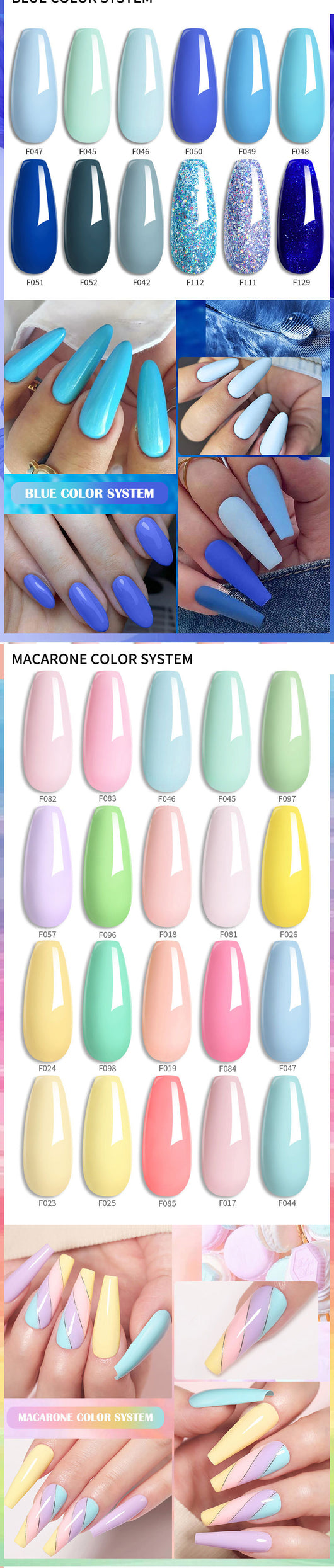 Set de Pegamento para Uñas con Brillo de Color Sólido - Image 111