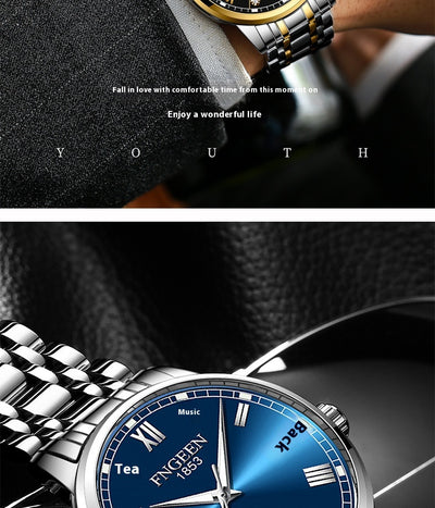 Reloj Automático de Acero Inoxidable Estilo Cinturón Ejecutivo Impermeable con Luminiscencia - Image 45
