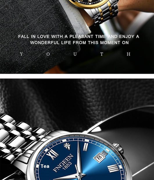Reloj Automático de Acero Inoxidable Estilo Cinturón Ejecutivo Impermeable con Luminiscencia - Image 54