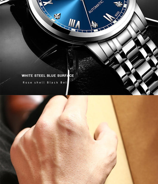 Reloj Automático de Acero Inoxidable Estilo Cinturón Ejecutivo Impermeable con Luminiscencia - Image 56