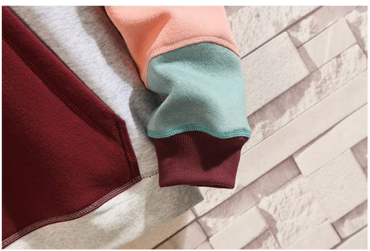 Sudadera Suelta de Bloque de Colores con Cuello Redondo - Image 8
