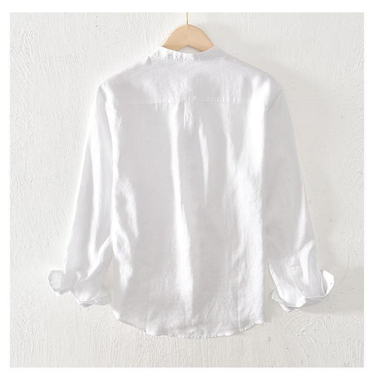 Camisa Abrigo de Lino con Cuello Mao - Diseño Minimalista - Image 18