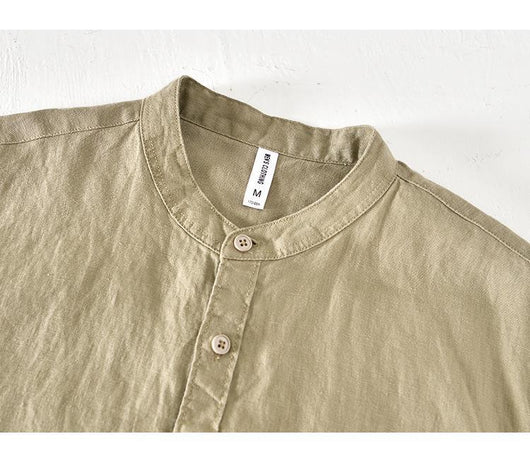 Camisa Abrigo de Lino con Cuello Mao - Diseño Minimalista - Image 20