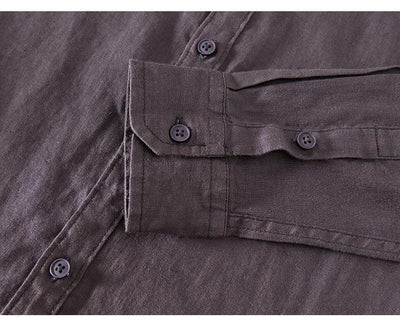 Camisa Abrigo de Lino con Cuello Mao - Diseño Minimalista - Image 21