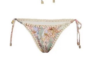 Women's green and pink floral bikini suit with matching sarong. Halter triangle top, tie-side bottoms, and wrap skirt. - Image 16
