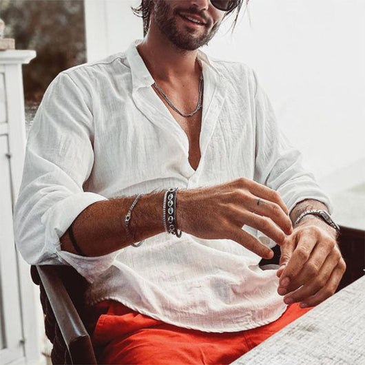 Camisa Casual para Hombre con Cuello de Pie y Puños Reforzados - Image 17