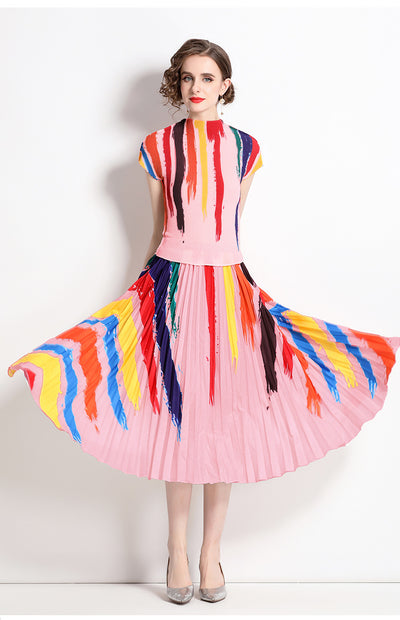 Conjunto Peplum Antienvejecimiento: Top Holgado y Falda Plisada Reductora - Image 7