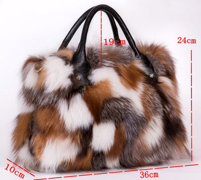 Bolso Bandolera de Piel de Zorro y Lana con Un Hombro - Image 6