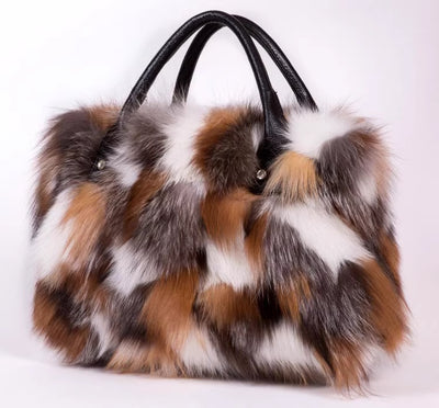 Bolso Bandolera de Piel de Zorro y Lana con Un Hombro - Image 9