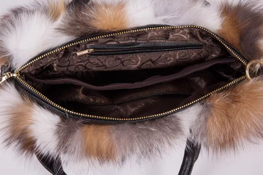 Bolso Bandolera de Piel de Zorro y Lana con Un Hombro - Image 29