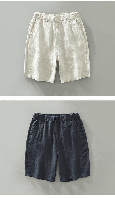 Shorts de Lino Hombre Cintura Elástica Transpirable Playa - Image 9