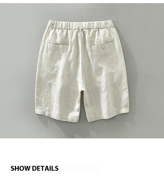 Shorts de Lino Hombre Cintura Elástica Transpirable Playa - Image 14