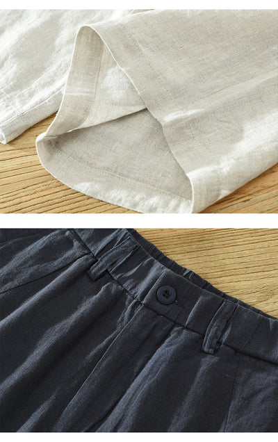 Shorts de Lino Hombre Cintura Elástica Transpirable Playa - Image 15