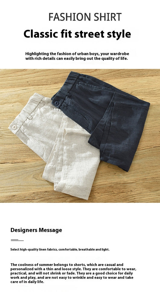Shorts de Lino Hombre Cintura Elástica Transpirable Playa - Image 16