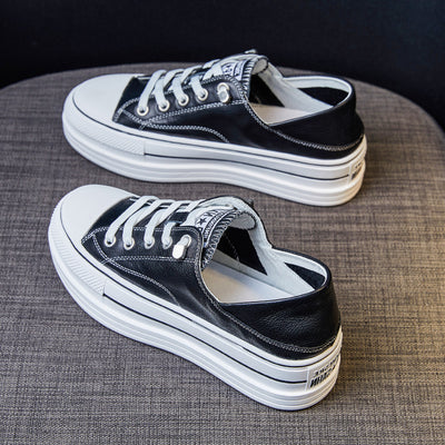 Zapatos Plataforma Cuero Genuino Blanco Aumenta Altura Reversibles - Image 12