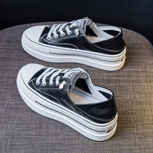 Zapatos Plataforma Cuero Genuino Blanco Aumenta Altura Reversibles - Image 12