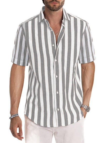 Camisa de Playa Hombre Rayas Tejidas - Estilo Casual Europeo Verano - Image 17