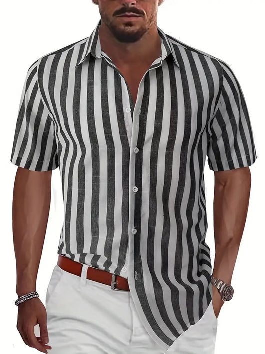Camisa de Playa Hombre Rayas Tejidas - Estilo Casual Europeo Verano - Image 20
