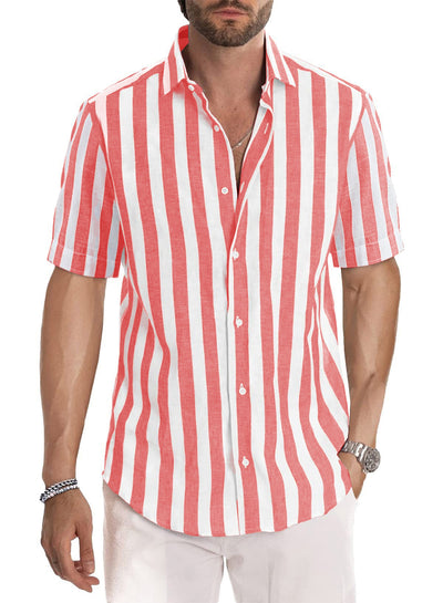 Camisa de Playa Hombre Rayas Tejidas - Estilo Casual Europeo Verano - Image 21