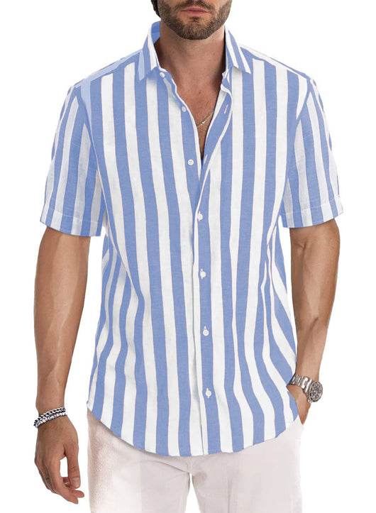 Camisa de Playa Hombre Rayas Tejidas - Estilo Casual Europeo Verano - Image 22