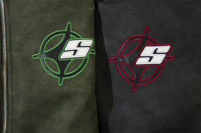 Chaqueta de Cuero PU Suelta con Bordado de Estrella Cruzada - Image 24