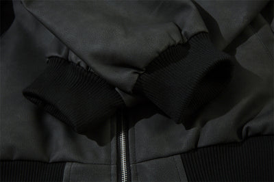 Chaqueta de Cuero PU Suelta con Bordado de Estrella Cruzada - Image 26