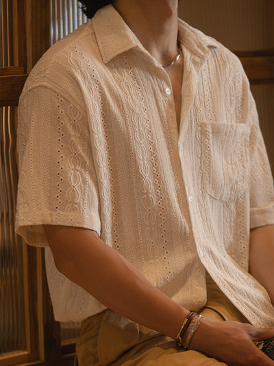 Camisa Vintage Hombre Jacquard Calada - Image 13